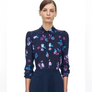 NWT Rebecca Taylor Bellflower Top Navy SZ12